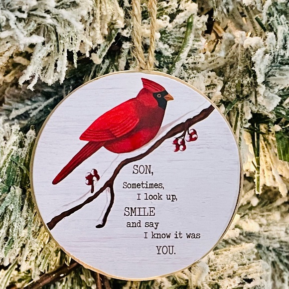 *Son Round Cardinal Ornament - Picture 12 of 12